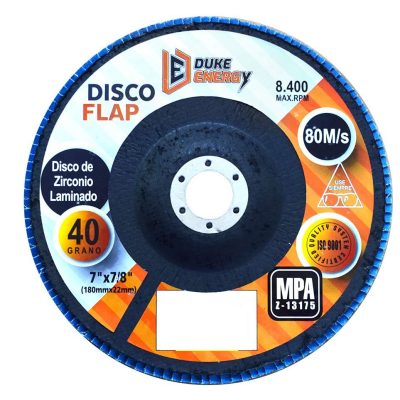 Disco Flap Duke Energy 7 Grano 40 Zirconio (180Mm X 22Mm)