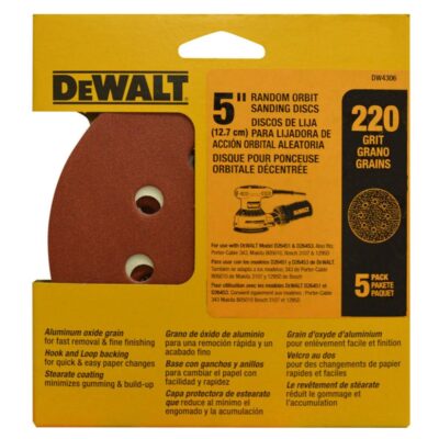 DISCO VELCRO DEWALT X5 – 5” ROJO GRANO 220 (DW4306)