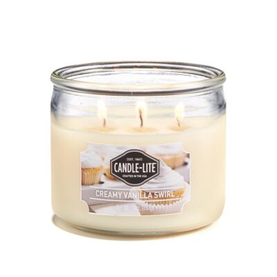 VELA 10 OZ TRES MECHAS CREAMY VANILLA SWIRL CANDLE LITE (1879553)