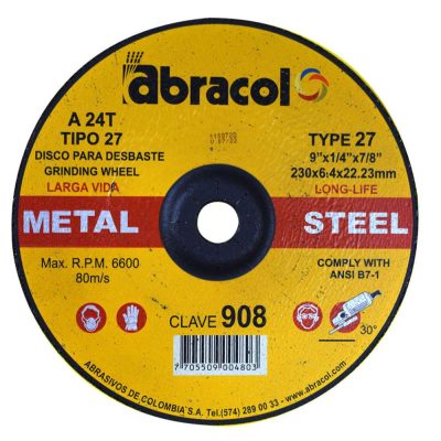 DISCO ABRACOL P/M 9 X 1/4 X 7/8 (DT27 230X6,4X22,23MM) (CLAV