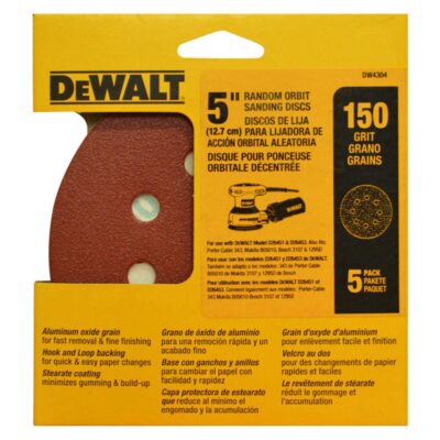 DISCO VELCRO DEWALT X5 – 5” ROJO GRANO 150 (DW4304)