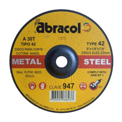 DISCO ABRACOL C/M 9 X 1/8 (DT42 230X3,2X31,75MM (CLAVE 947)