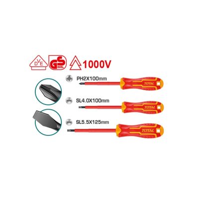 DESTORNILLADOR AISLADO 1000V INDUSTRIAL JUEGO X 3 PZS TOTAL (THTIS036)