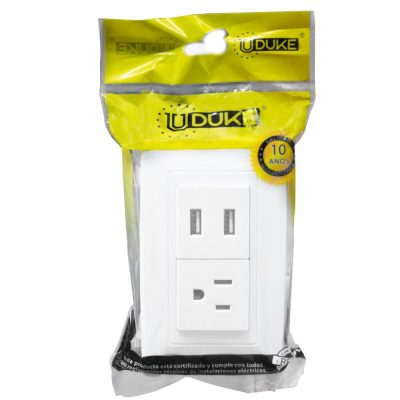 LINEA BK BLANCA INCRUSTAR TOMA SENCILLO + 2 USB (118K-36)