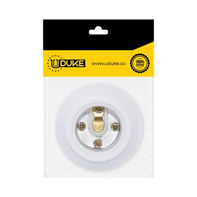 SOCKET BAQUELITA 2 PIEZAS BLANCO PQT X 1 UDUKE