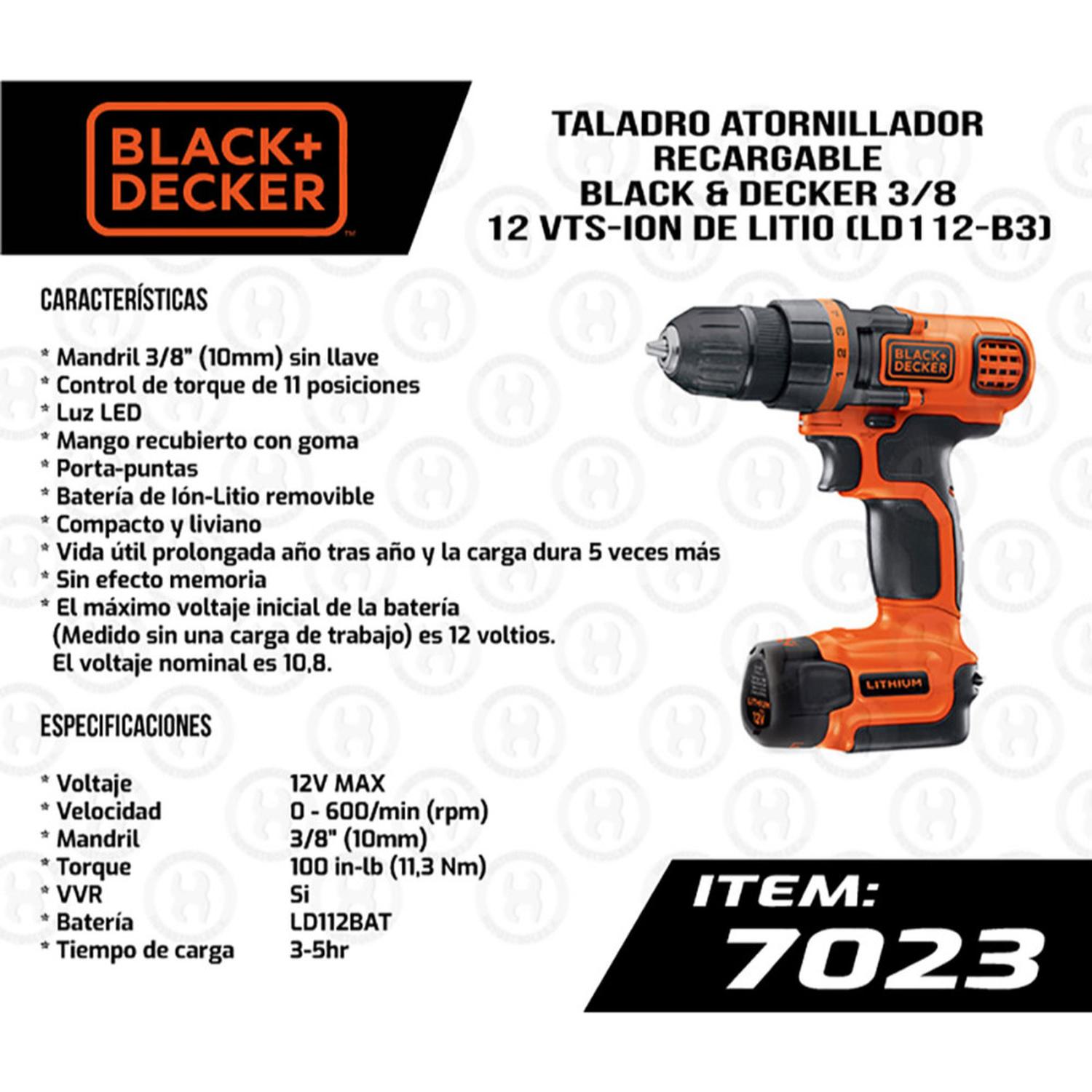 Taladro Atornillador Black+Decker Ld112 12v Litio